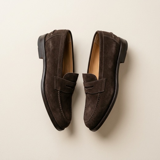 Brown suede loafers